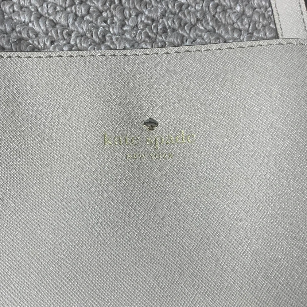 Kate Spade Womens Tote Bag Gray Cow Leather Harmony‎ Lined Shoulder Pockets